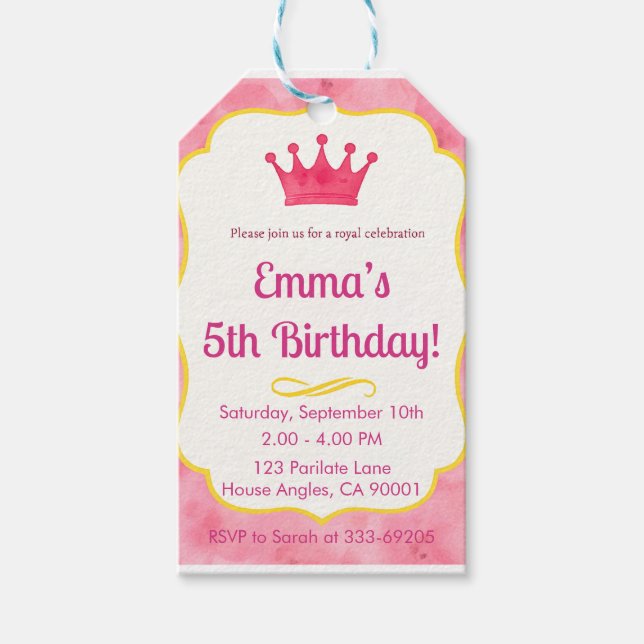 Étiquettes-cadeau Carte d'invitation de l'Anniversaire de enfant roy (Devant)