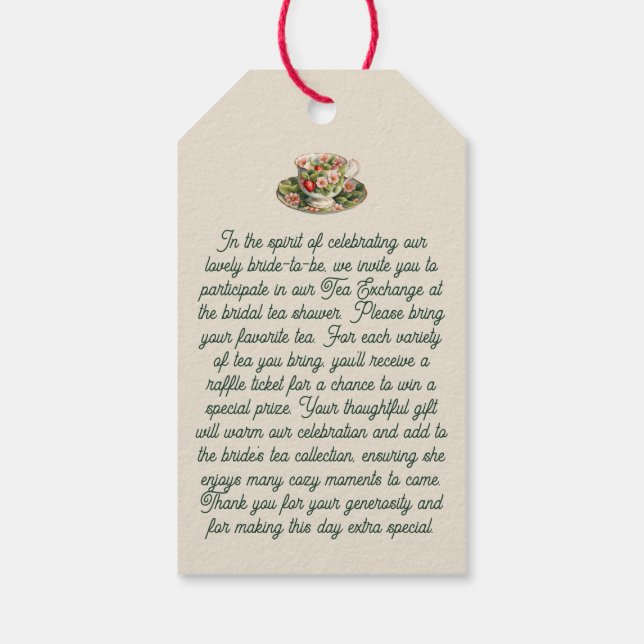 Étiquettes-cadeau Carte du boîtier de demande d'échange de thé - Sac (Dos)