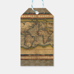 Étiquettes-cadeau Carte du monde Antique Ortelius Europe Voyage