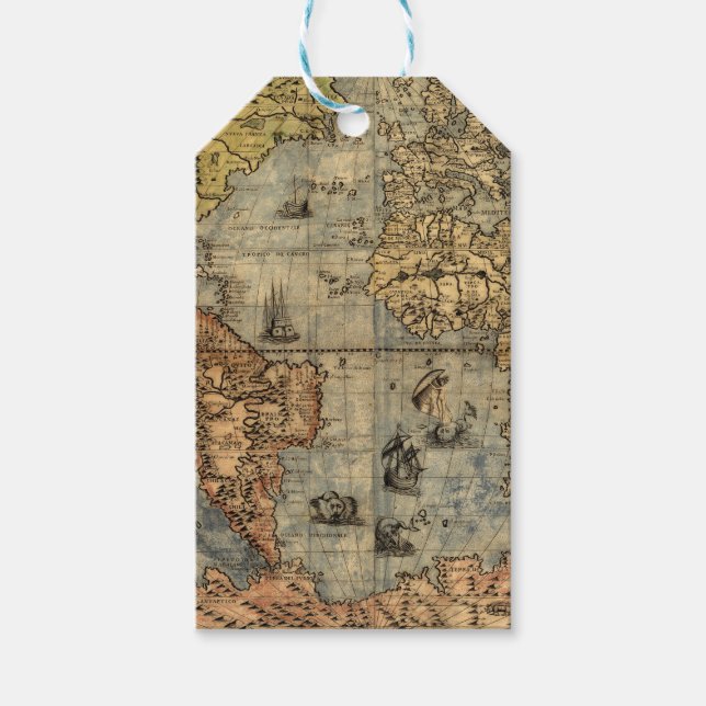 Étiquettes-cadeau Carte du monde Forlani Antiquev 1565 Renaissance (Devant)
