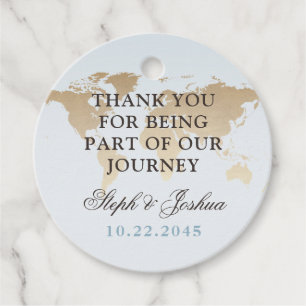 Étiquettes Cadeau Carte du monde Voyage Thème de mariage