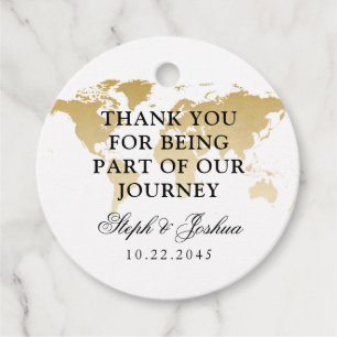Étiquettes Cadeau Carte du monde Voyage Thème de mariage Merci de fê