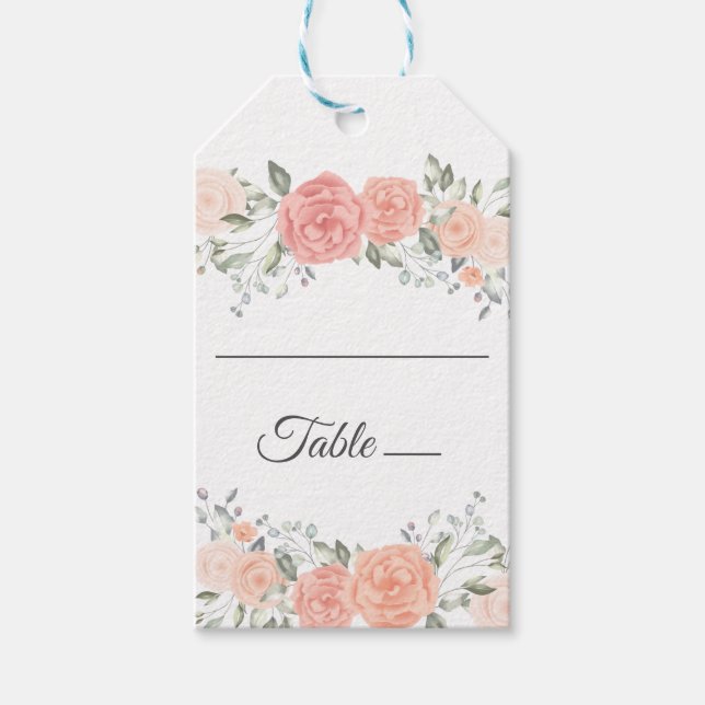 Étiquettes-cadeau Carte Mariage rose floral Fleurs d'aquarelle