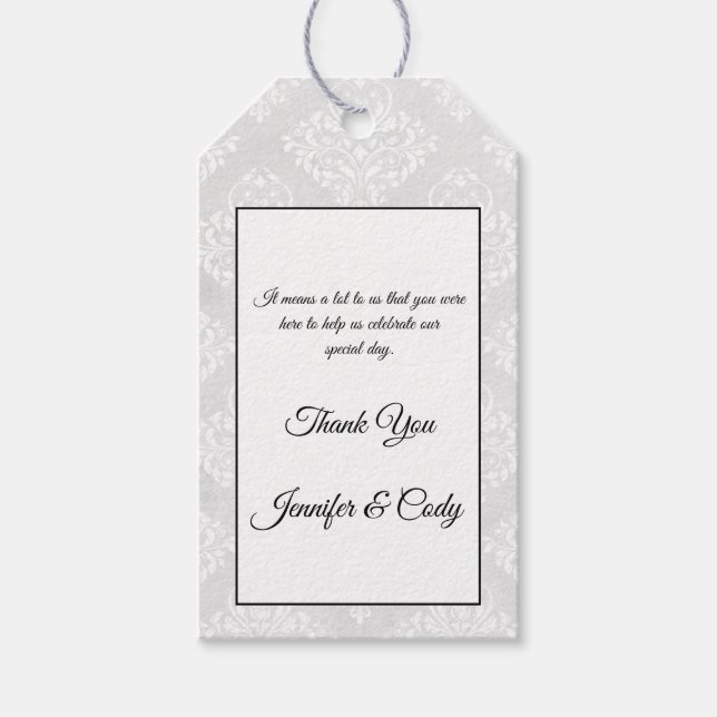Étiquettes-cadeau Carte Numéro de table de réception mariage damassé (Devant)