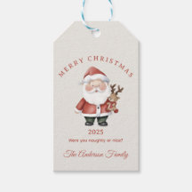 Carte Père Noël aquarelle cadeau de Noël