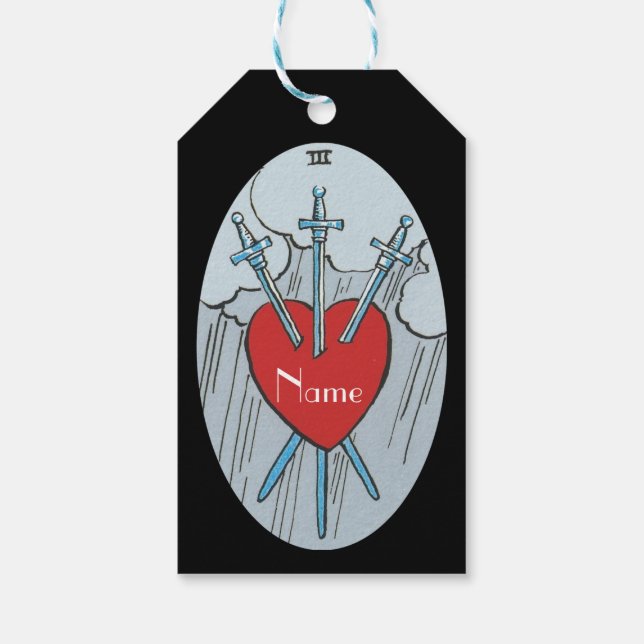 Étiquettes-cadeau Carte Tarot 3 épées Thunder_Cove (Dos)