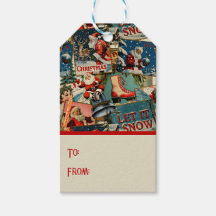Étiquettes-cadeau Cartes de Noël Rétro Vintage Collage