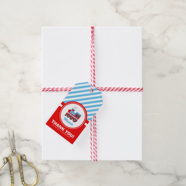 Étiquettes-cadeau Cartes de Remerciements du train Choo Choo (Avec de la ficelle)