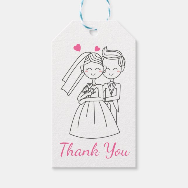 Étiquettes-cadeau Cartographie de mariée et de chambre Mariage Merci (Devant)