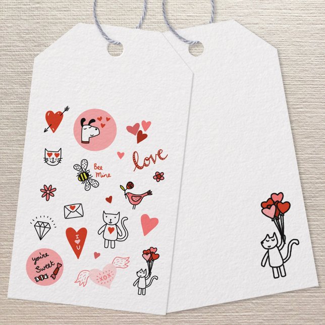 Étiquettes-cadeau Carton mignon (Cute love themed gift tag, perfect for birthdays, anniversaries and Valentine's Day gifts.)