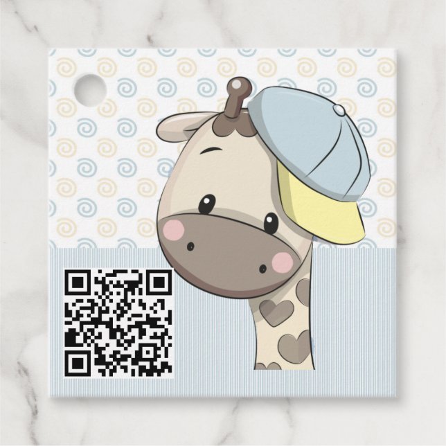 Étiquettes Cadeau Cartoon personnalisé Baby Boy Giraffe (Devant)