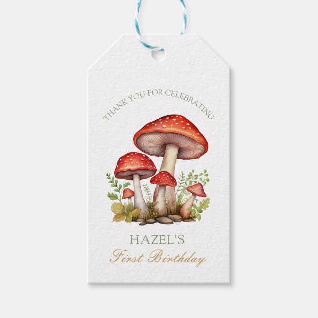 Étiquettes-cadeau Cascade de bois Champignon d'automne (Devant)