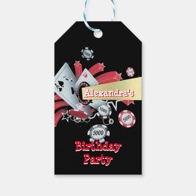 Étiquettes-cadeau Casino jeu sur mesure fête d'anniversaire (Devant)