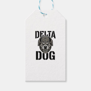 Étiquettes-cadeau Casque Bulldog Delta Dog Design de gravure vintage