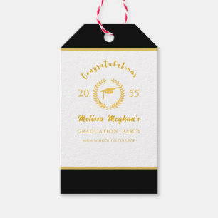 Étiquettes-cadeau Casquette d'or simple Laurel Wreath Graduation Par