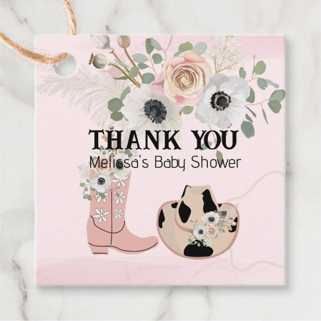 Étiquettes Cadeau Casquette moderne Western Cowgirl Boots roses Pers (Devant)