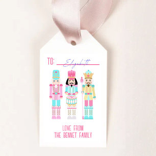 Étiquettes-cadeau Casse-Noisette de Noël Rose Pastel Nom Personnalis