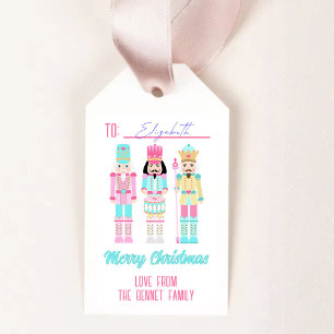 Étiquettes-cadeau Casse-noisette de Noël rose pastel nom personnalis
