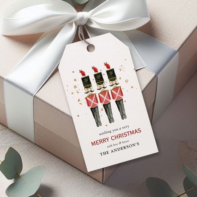 Étiquettes-cadeau Casse-noisette rouge et or Noël (Créateur téléchargé)
