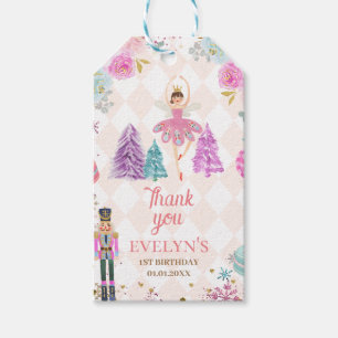 Étiquettes-cadeau Casse-noix rose Floral Terre de sucreries Annivers