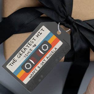 Étiquettes-cadeau Cassette de plus grand succès rétro pour fête d'an
