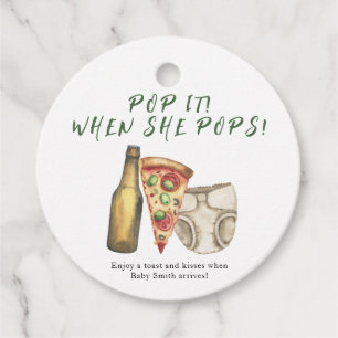 Étiquettes Cadeau Cassez-le quand elle casse ! Baby shower Pizza et