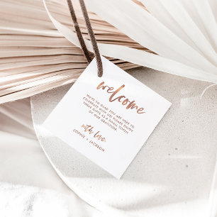 Étiquettes Cadeau Casual Script   Sac cadeau de bienvenue Mariage ou