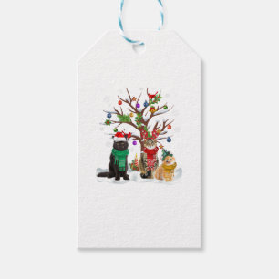 Étiquettes-cadeau Cat Arbre de Noël Ornement Père Noël Chat Light Ch