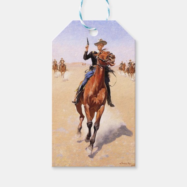 Étiquettes-cadeau Cavalier des Plaines (Cavalier de cheval Cow-boy) (Devant)