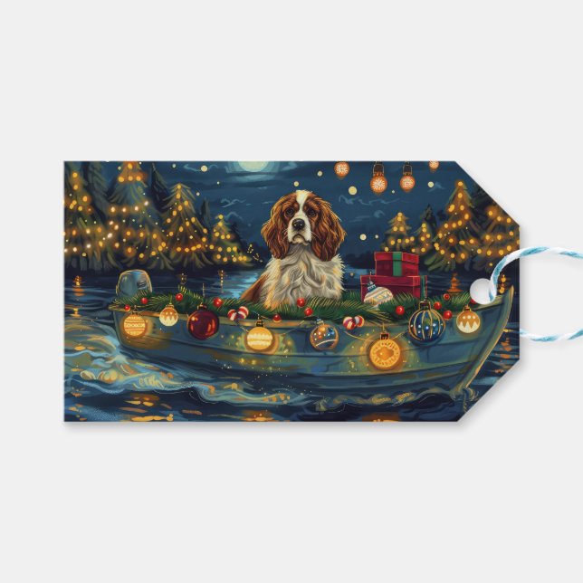Étiquettes-cadeau Cavalier King Charles Noël Festive Voyage (Devant (Horizontal))