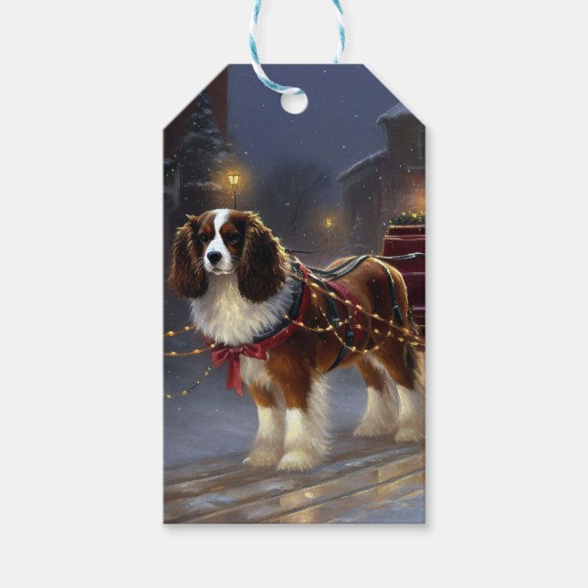 Étiquettes-cadeau Cavalier King Charles Spaniel Noël Fêtard (Devant)