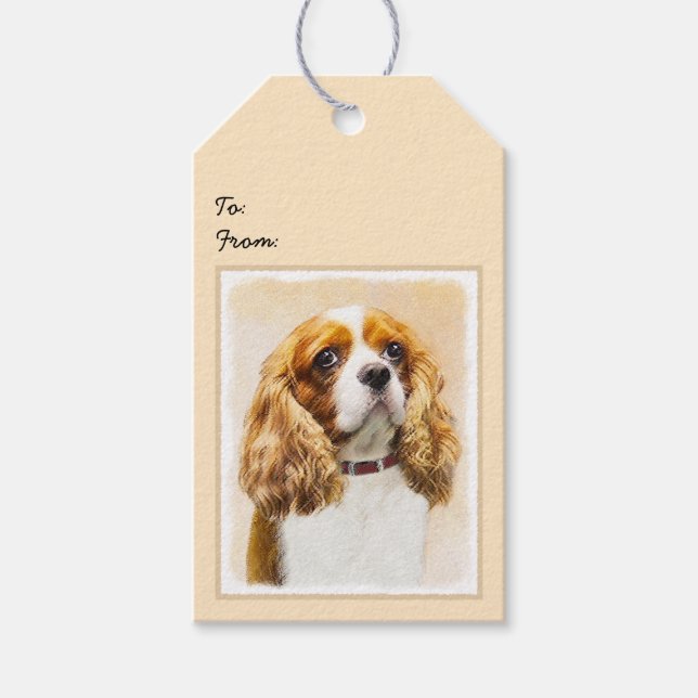 Étiquettes-cadeau Cavalier King Charles Spaniel Peinture originale (Devant)