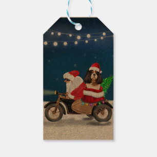 Étiquettes-cadeau Cavalier King Chien Noël Père Noël