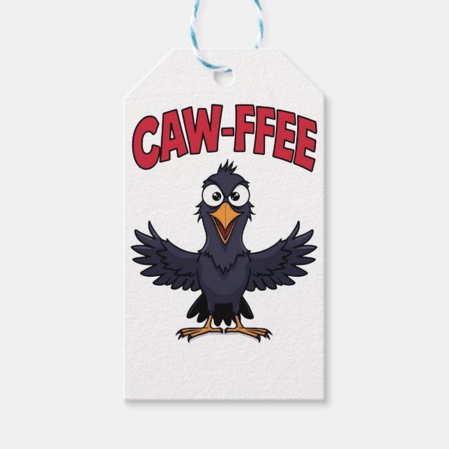 Étiquettes-cadeau CAW-FFEE Funny Crow Coffee Lover (Devant)