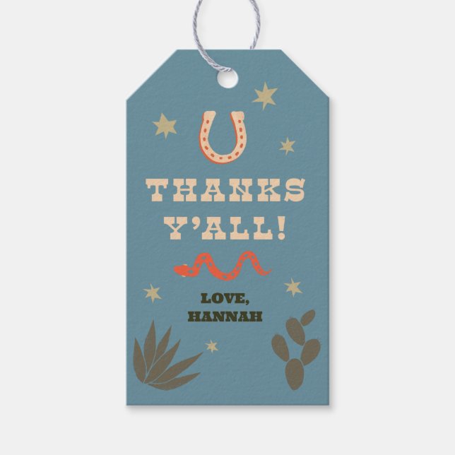 Étiquettes-cadeau Ceci Est Mon Premier Merci Rodéo/Fête Favoriser Ta (Devant)