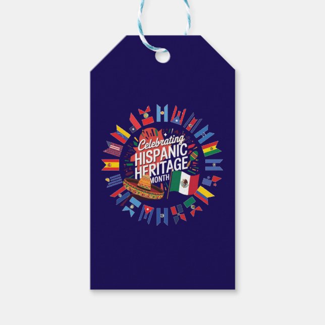 Étiquettes-cadeau Celebrating Flags Hispanic Heritage Month  (Devant)