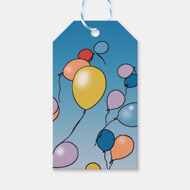 Étiquettes-cadeau Célébration d'anniversaire avec ballons (Devant)