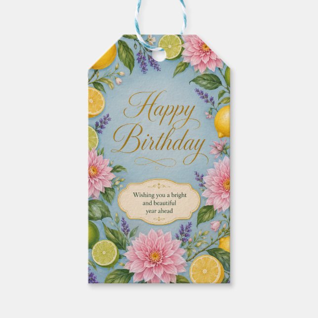 Étiquettes-cadeau Célébration d'anniversaire Citrus Bloom (Devant)