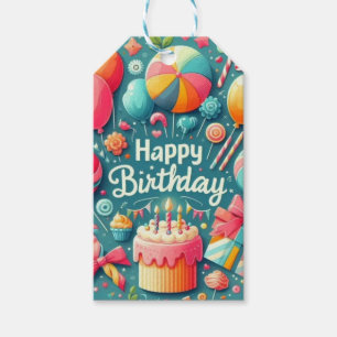 Étiquettes-cadeau Célébration d'anniversaire colorée et festive
