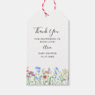 Étiquettes-cadeau Célébration de Baby Shower Fleur Sauvage Multicolo