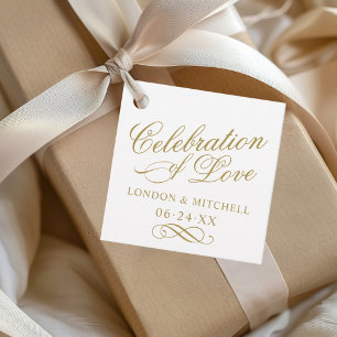 Étiquettes Cadeau Célébration de l'Amour Monogramme Calligraphie Dor