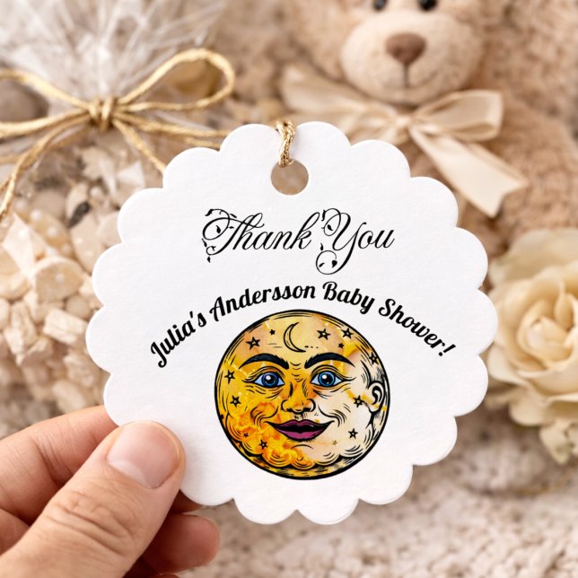 Étiquettes Cadeau Célébration du Baby shower de la Lune (Créateur téléchargé)