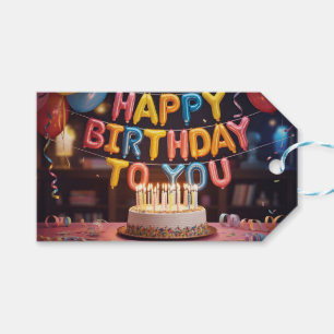Étiquettes-cadeau Célébration festive "Joyeux Anniversaire" avec gât
