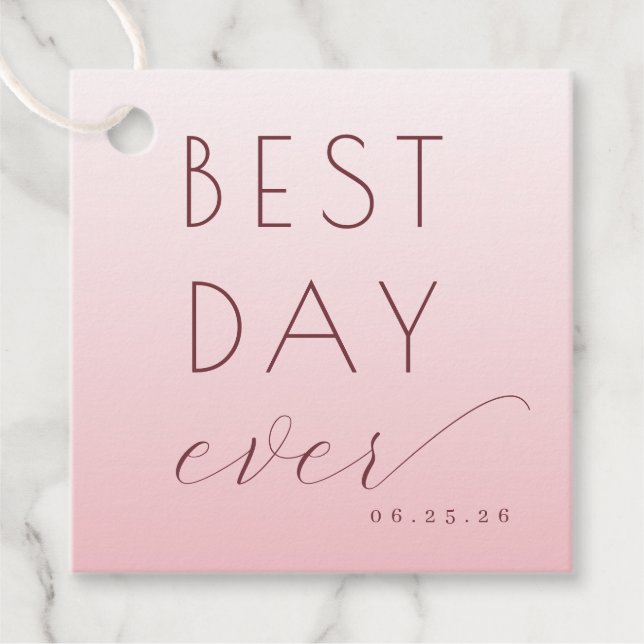 Étiquettes Cadeau Célébration Typographique Rose Optimiste (Devant)