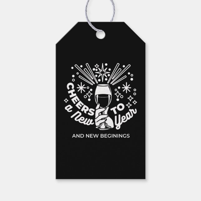 Étiquettes-cadeau Célébrer les nouveaux débuts Vin Verre Illustratio (Devant)