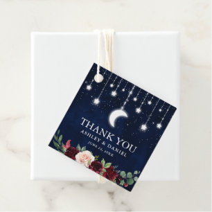 Étiquettes Cadeau Céleste Mariage Sky Moon étoiles éclaire Floral