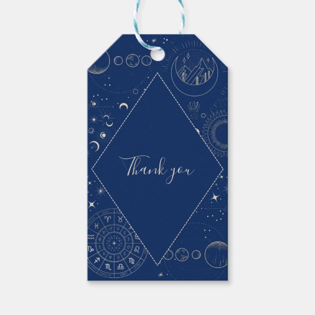 Étiquettes-cadeau Celestial moon stars cosmic wedding thank you (Devant)