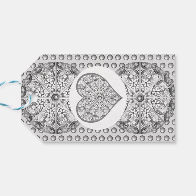 Étiquettes-cadeau Céramique gris dentelle (Dos Horizontal)