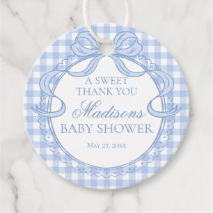 Étiquettes Cadeau Cercle de Baby Shower à Nœud Papillon Coquette en