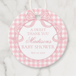 Étiquettes Cadeau Cercle de Baby Shower avec Ruban à Nœud Papillon e